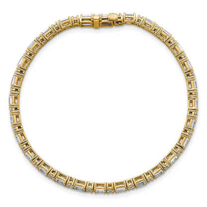 14K Yellow Gold 4 7/8 Carat Certified Lab Grown Diamond Vs+ F+ Complete Emerald And Round Tennis Bracelet