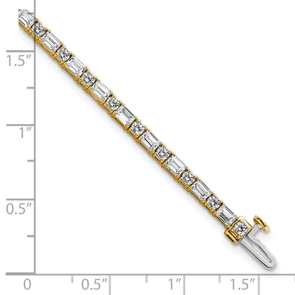 14K Yellow Gold 4 7/8 Carat Certified Lab Grown Diamond Vs+ F+ Complete Emerald And Round Tennis Bracelet