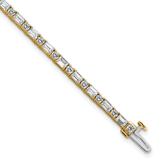 14K Yellow Gold 4 7/8 Carat Certified Lab Grown Diamond Vs+ F+ Complete Emerald And Round Tennis Bracelet