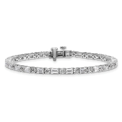 14K White Gold 7 Carat Certified Lab Grown Diamond Vs+ F+ Complete Emerald And Round Tennis Bracelet