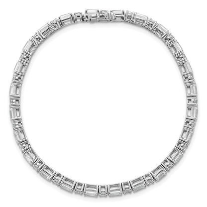 14K White Gold 7 Carat Lab Grown Diamond Vs+ F+ Complete Emerald And Round Tennis Bracelet