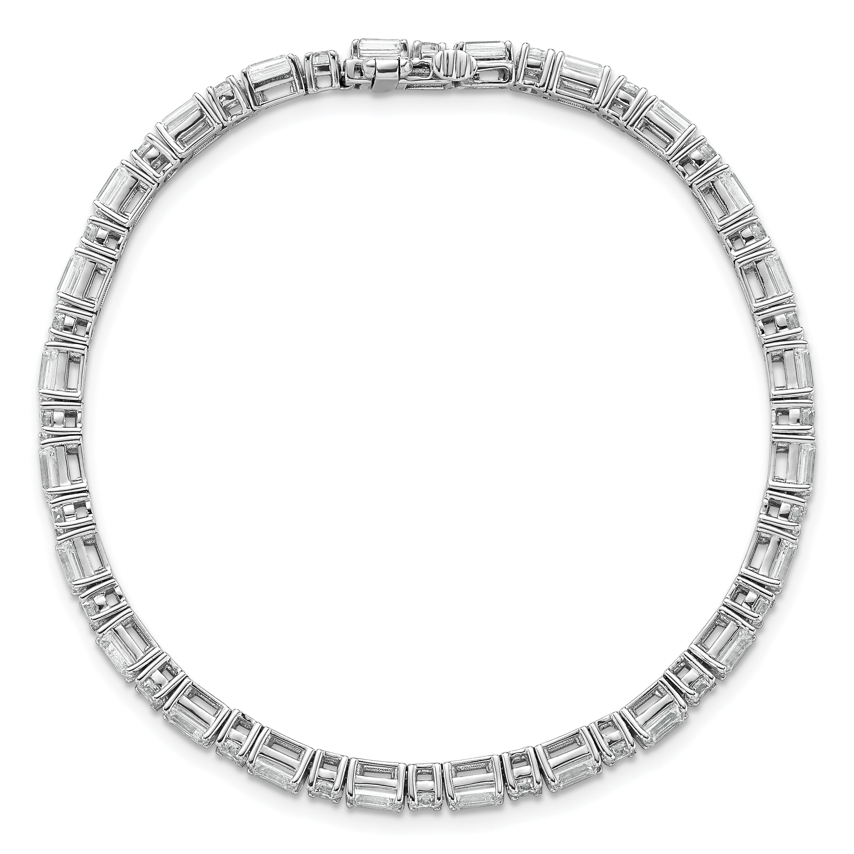 14K White Gold 7 Carat Certified Lab Grown Diamond Vs+ F+ Complete Emerald And Round Tennis Bracelet
