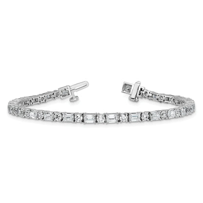 14K White Gold 7 Carat Certified Lab Grown Diamond Vs+ F+ Complete Emerald And Round Tennis Bracelet