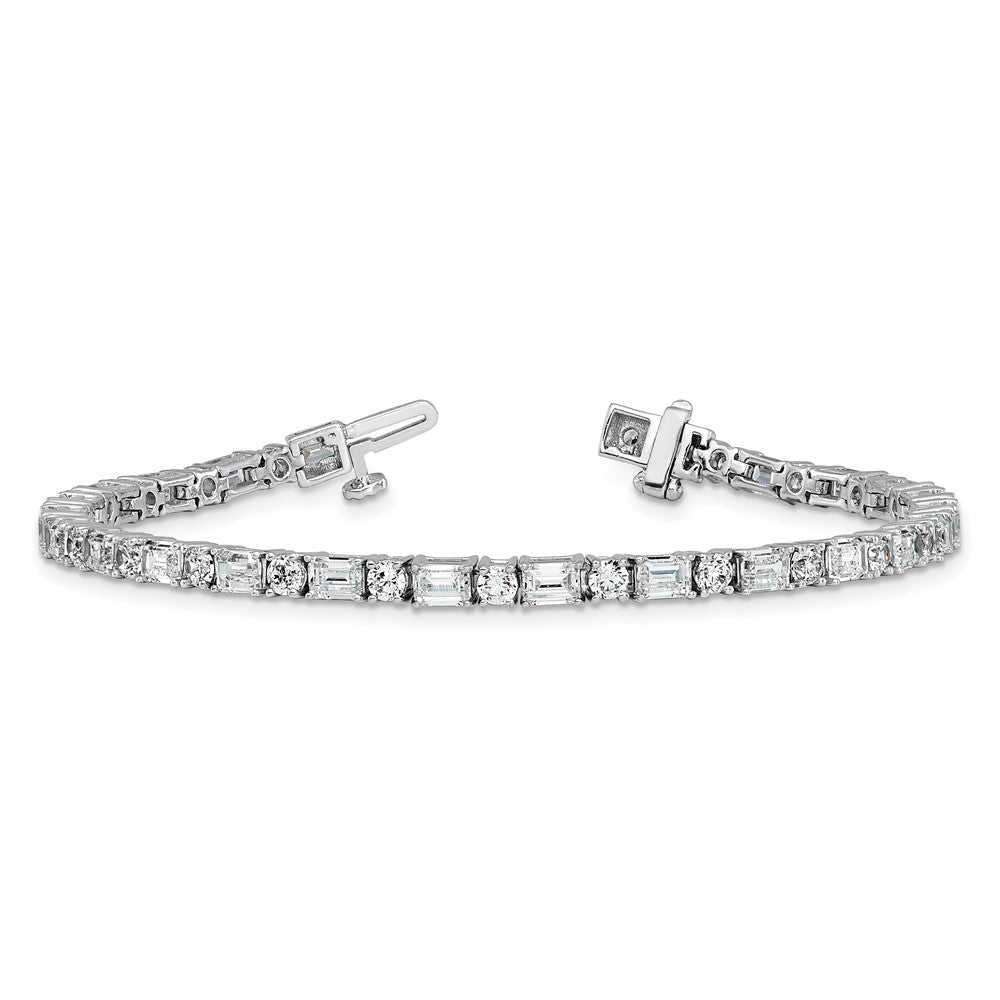 14K White Gold 7 Carat Certified Lab Grown Diamond Vs+ F+ Complete Emerald And Round Tennis Bracelet