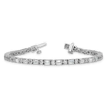 14K White Gold 7 Carat Certified Lab Grown Diamond Vs+ F+ Complete Emerald And Round Tennis Bracelet