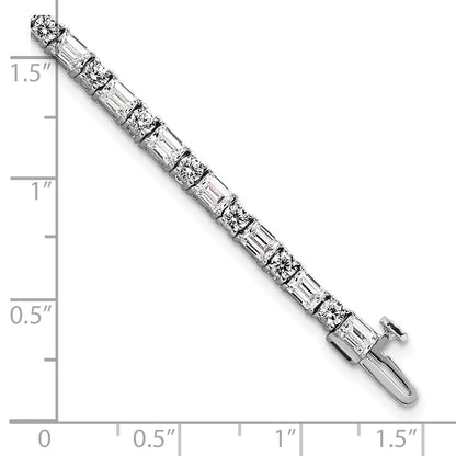14K White Gold 7 Carat Certified Lab Grown Diamond Vs+ F+ Complete Emerald And Round Tennis Bracelet