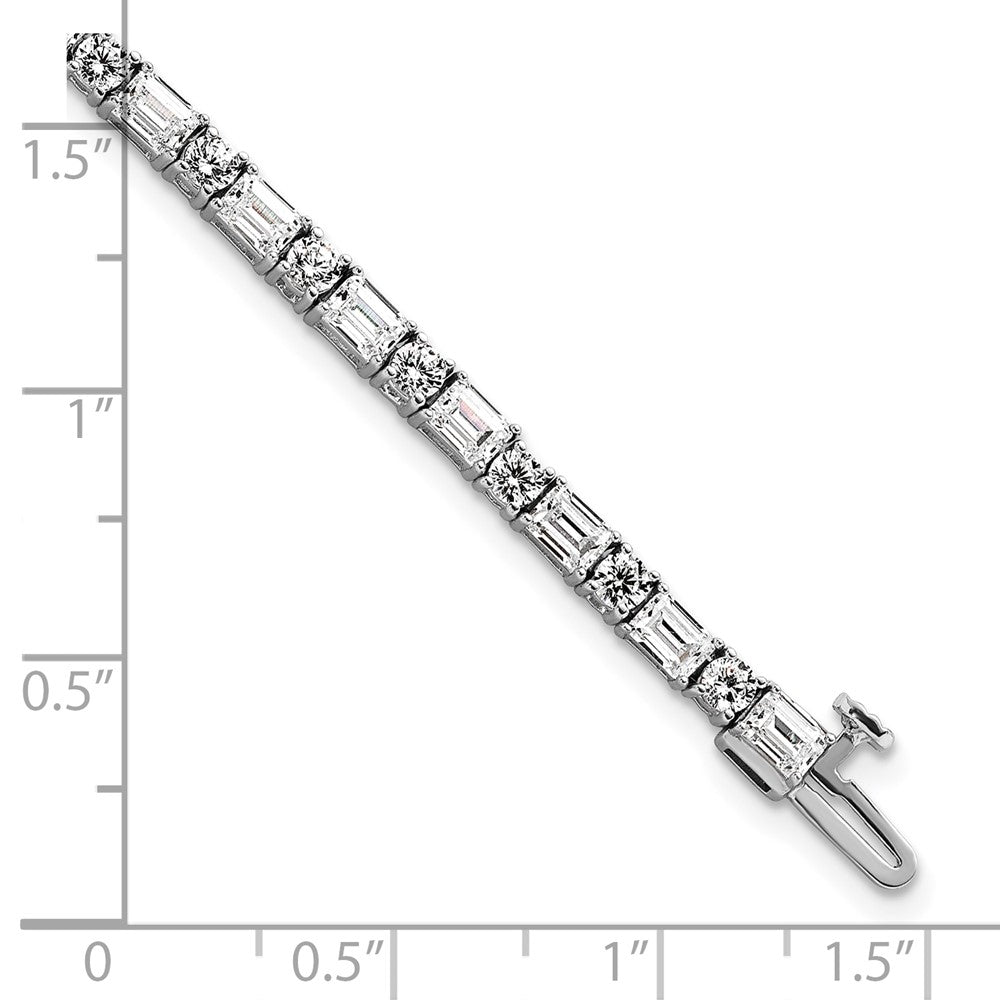 14K White Gold 7 Carat Certified Lab Grown Diamond Vs+ F+ Complete Emerald And Round Tennis Bracelet