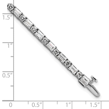 14K White Gold 7 Carat Certified Lab Grown Diamond Vs+ F+ Complete Emerald And Round Tennis Bracelet