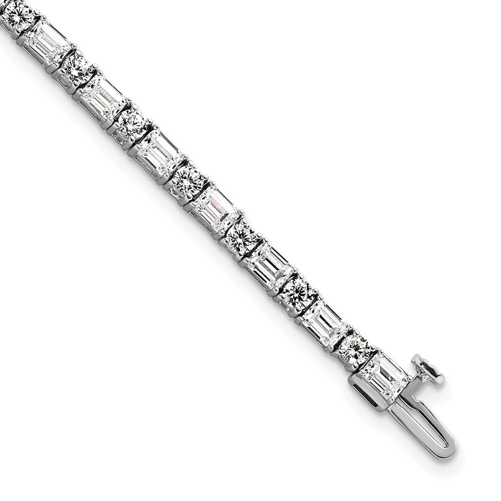 14K White Gold 7 Carat Certified Lab Grown Diamond Vs+ F+ Complete Emerald And Round Tennis Bracelet