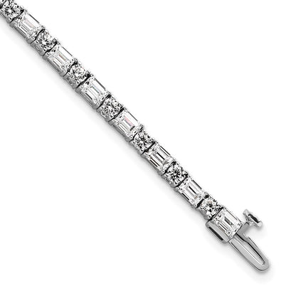 14K White Gold 7 Carat Certified Lab Grown Diamond Vs+ F+ Complete Emerald And Round Tennis Bracelet