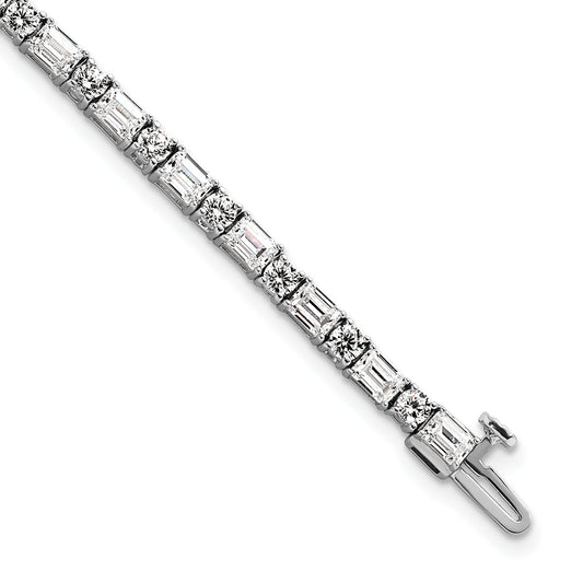 14K White Gold 7 Carat Certified Lab Grown Diamond Vs+ F+ Complete Emerald And Round Tennis Bracelet