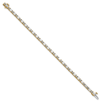 14K Yellow Gold 7 Carat Certified Lab Grown Diamond Vs+ F+ Complete Emerald And Round Tennis Bracelet