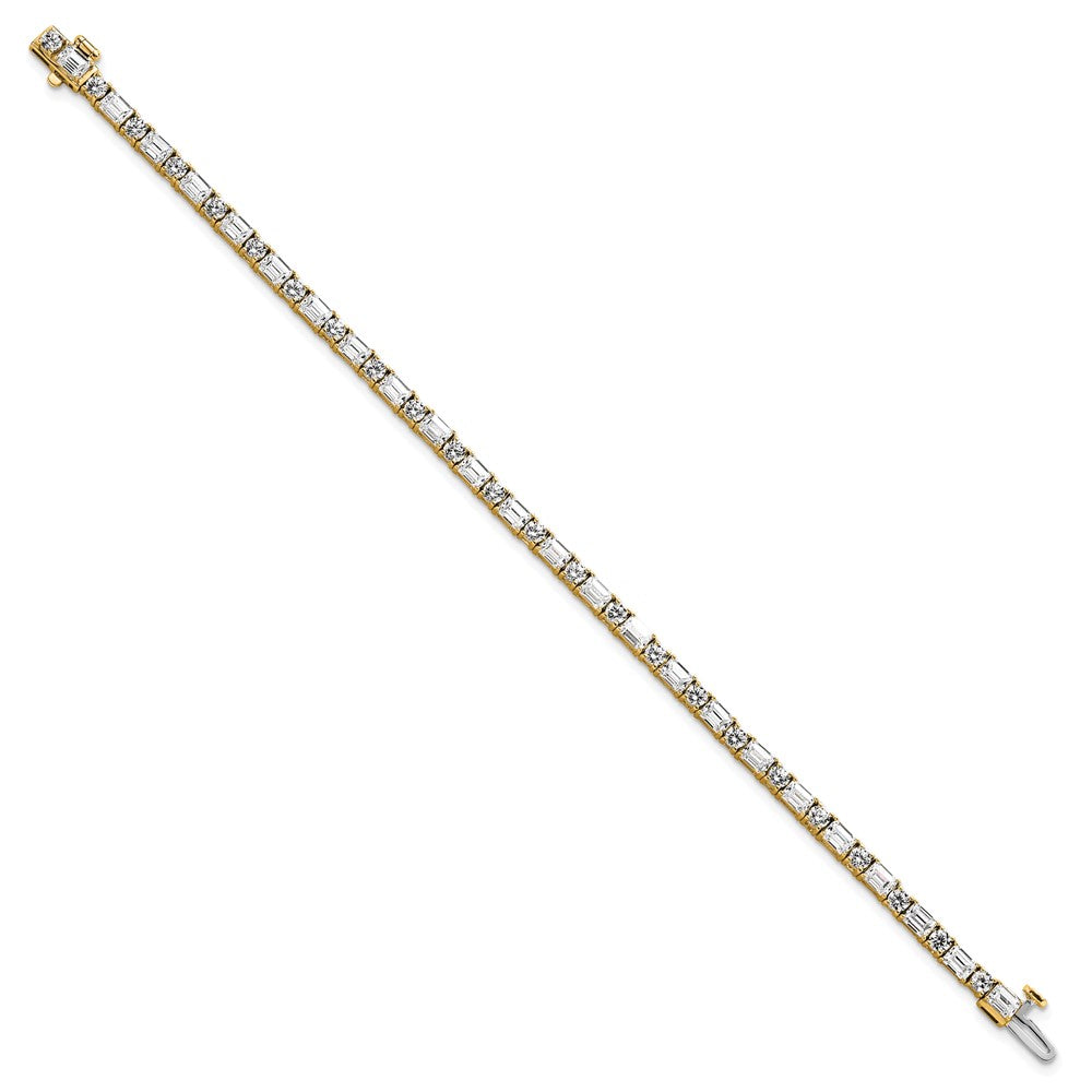 14K Yellow Gold 7 Carat Certified Lab Grown Diamond Vs+ F+ Complete Emerald And Round Tennis Bracelet