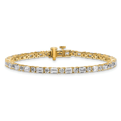 14K Yellow Gold 7 Carat Certified Lab Grown Diamond Vs+ F+ Complete Emerald And Round Tennis Bracelet