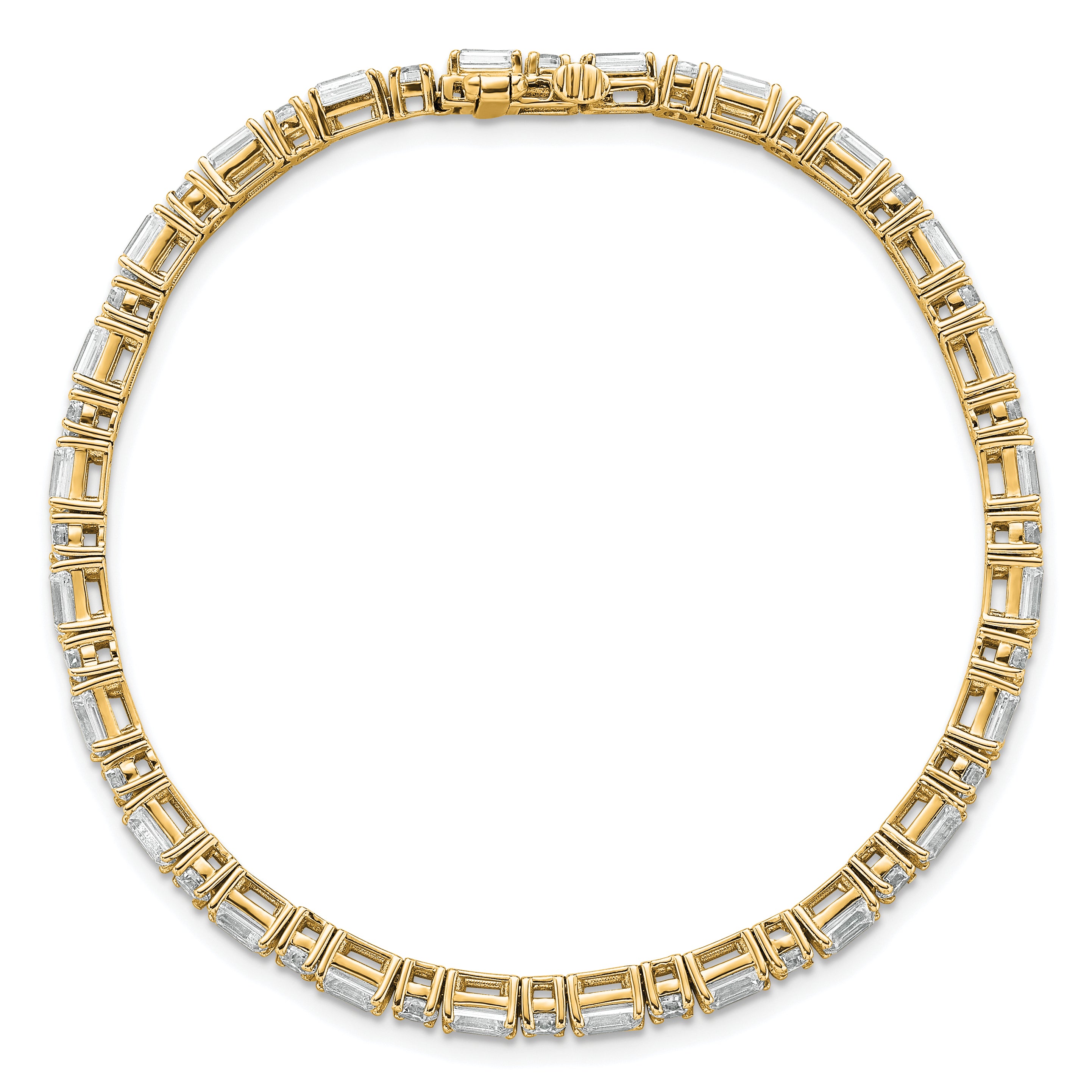 14K Yellow Gold 7 Carat Certified Lab Grown Diamond Vs+ F+ Complete Emerald And Round Tennis Bracelet