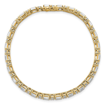 14K Yellow Gold 7 Carat Lab Grown Diamond Vs/Si+ G+ Complete Emerald And Round Tennis Bracelet