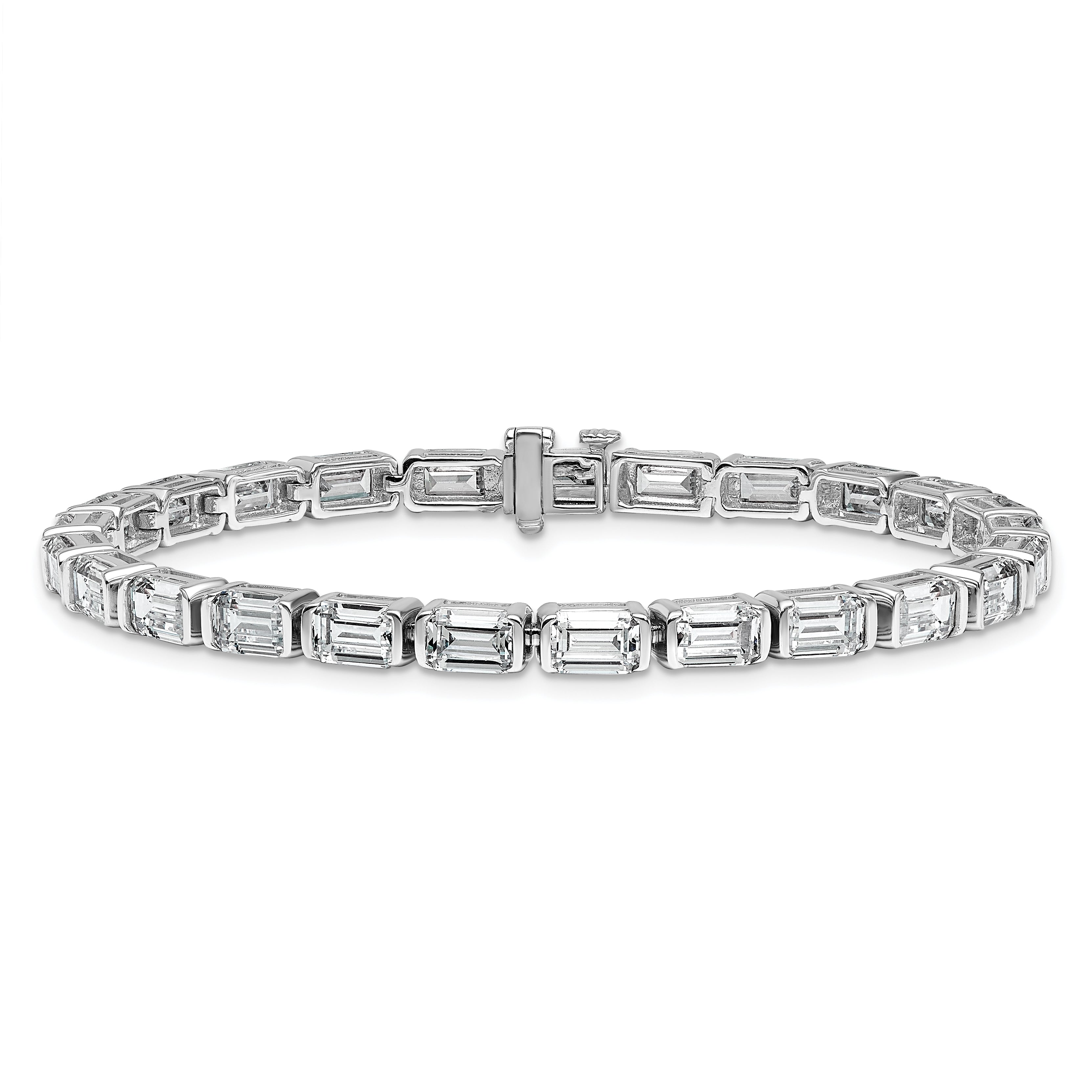 14K White Gold Ctw Vs/Si+ G+ Lab Grown Emerald Diamond Tennis Bracelet
