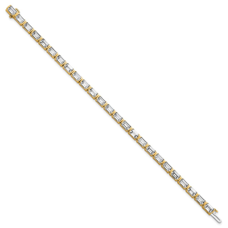 14K Yellow Gold Certified Ctw Vs/Si Fgh Lab Grown Emerald Diamond Tennis Bracelet