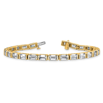 14K Yellow Gold Ctw Vs+ F+ Lab Grown Emerald Diamond Tennis Bracelet
