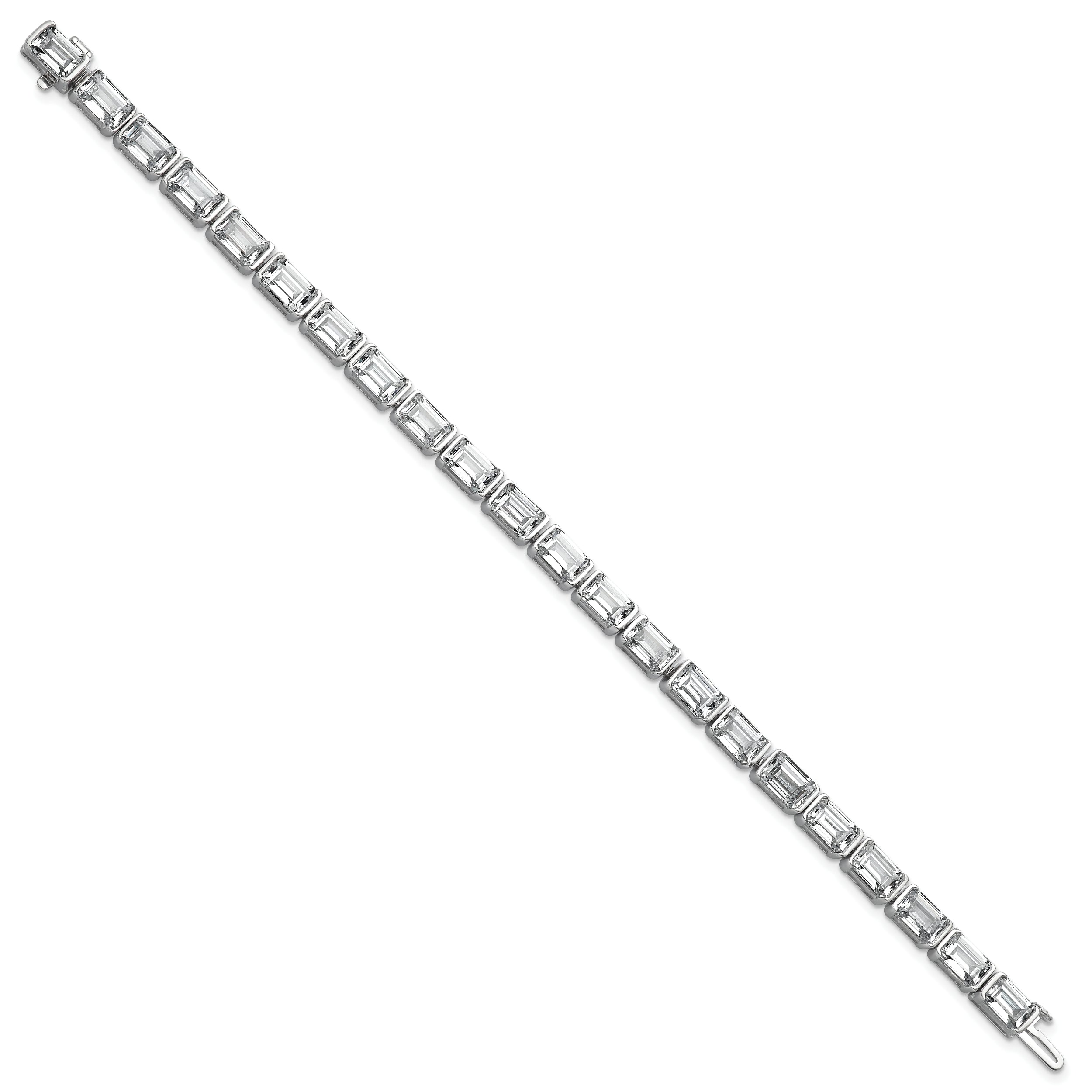 14K White Gold Ctw Vs/Si+ G+ Lab Grown Emerald Diamond Tennis Bracelet