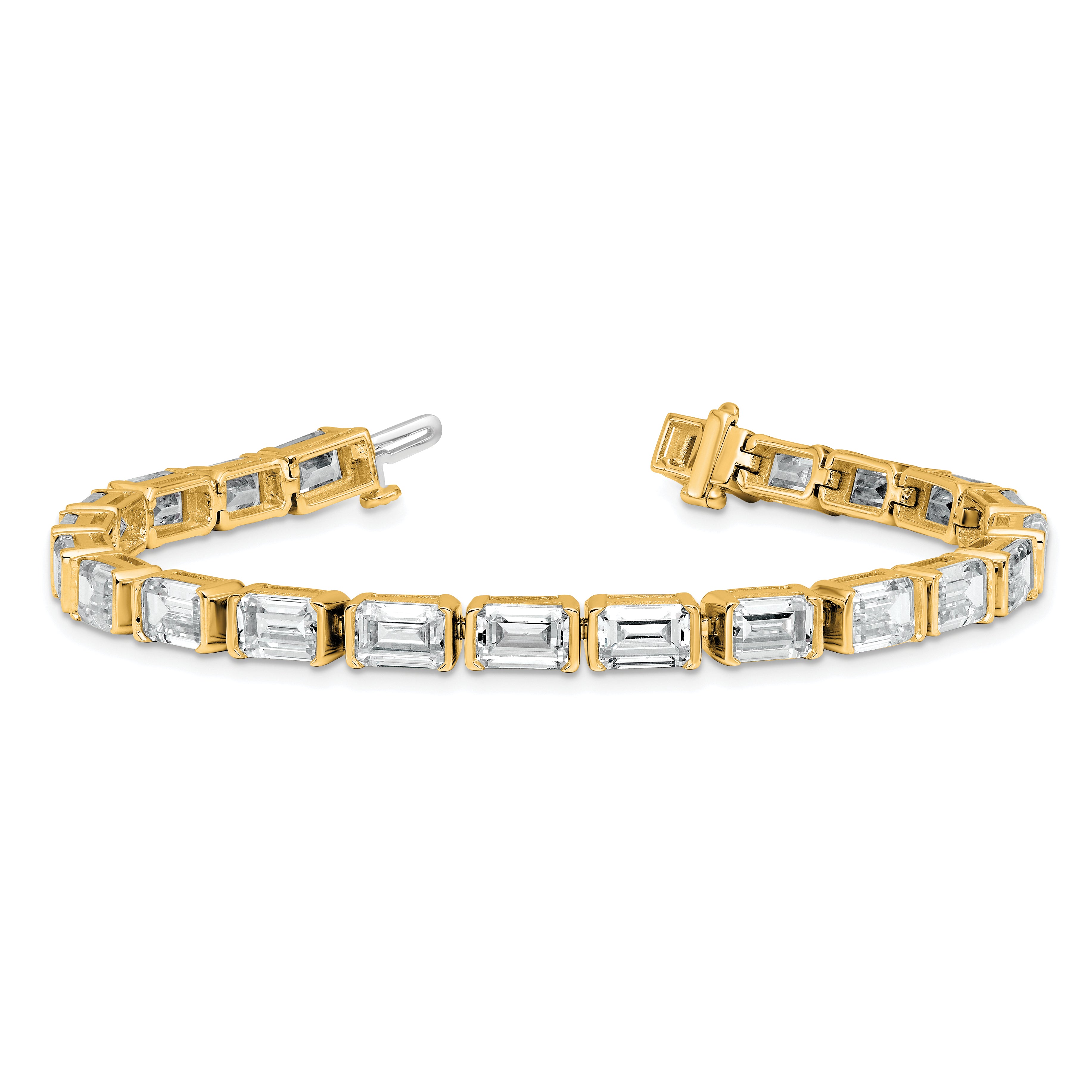 14K Yellow Gold Certified Ctw Vs/Si Fgh Lab Grown Emerald Diamond Tennis Bracelet