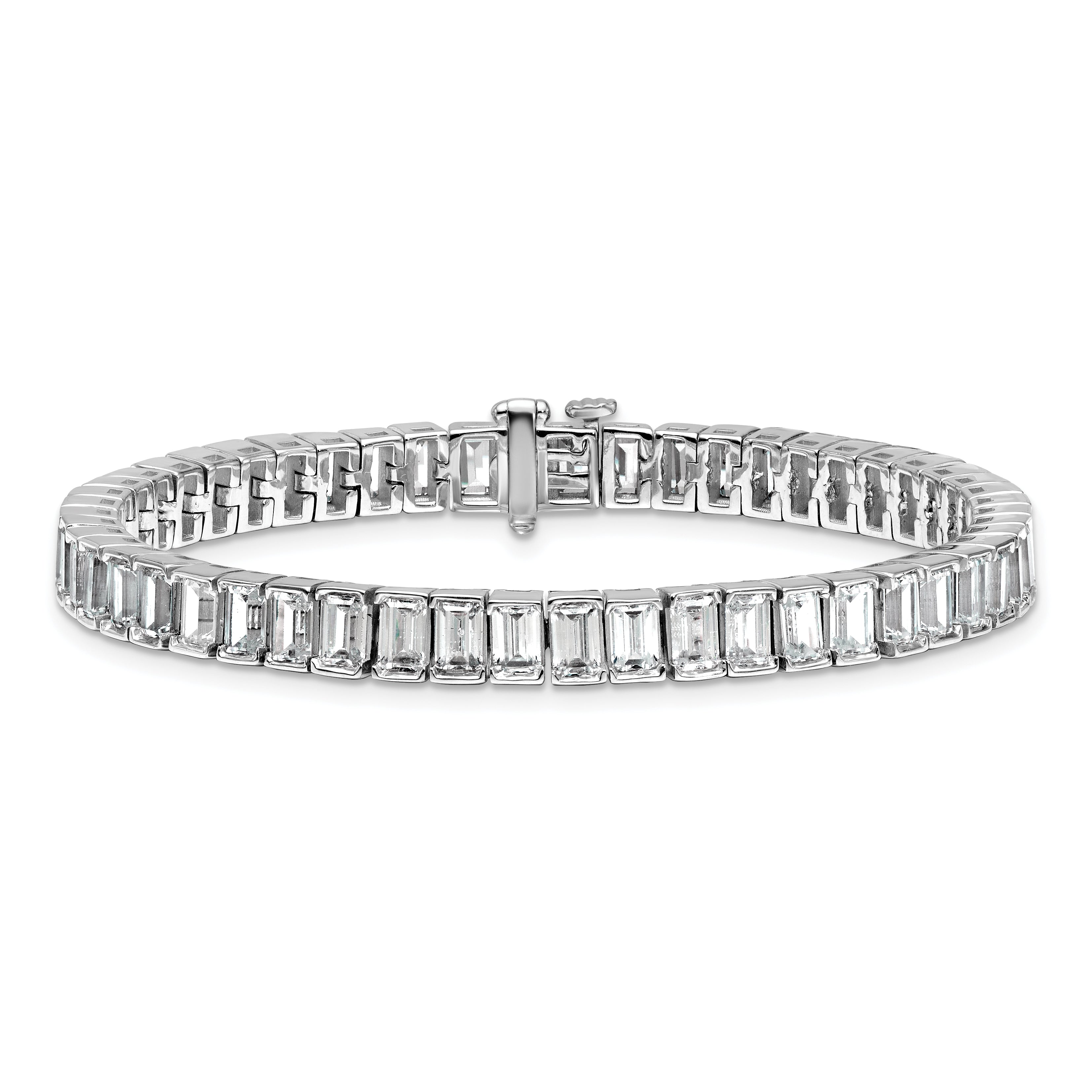 14K White Gold Ctw Vs+ F+ Lab Grown Emerald Diamond Tennis Bracelet