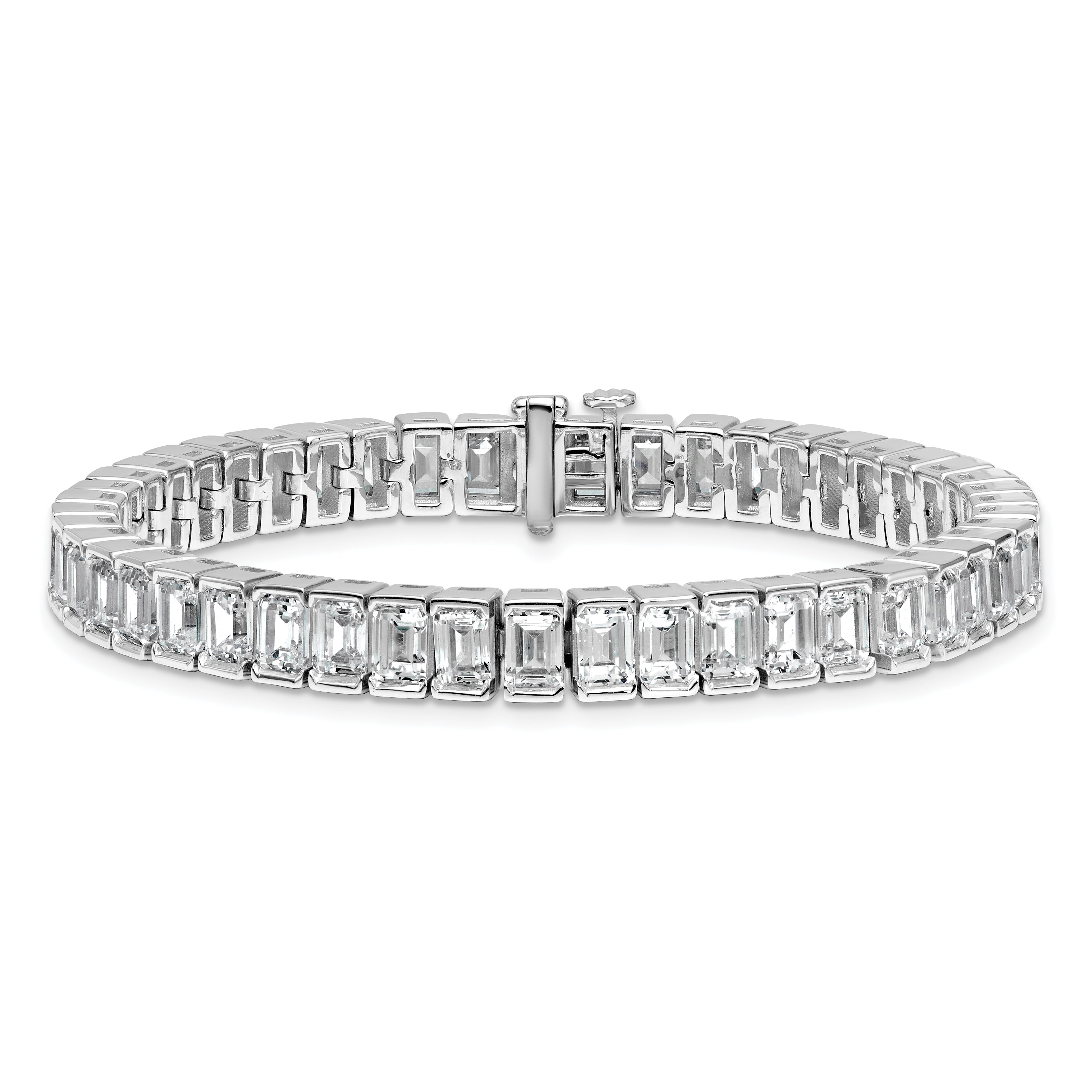 14K White Gold Ctw Vs+ F+ Lab Grown Emerald Diamond Tennis Bracelet