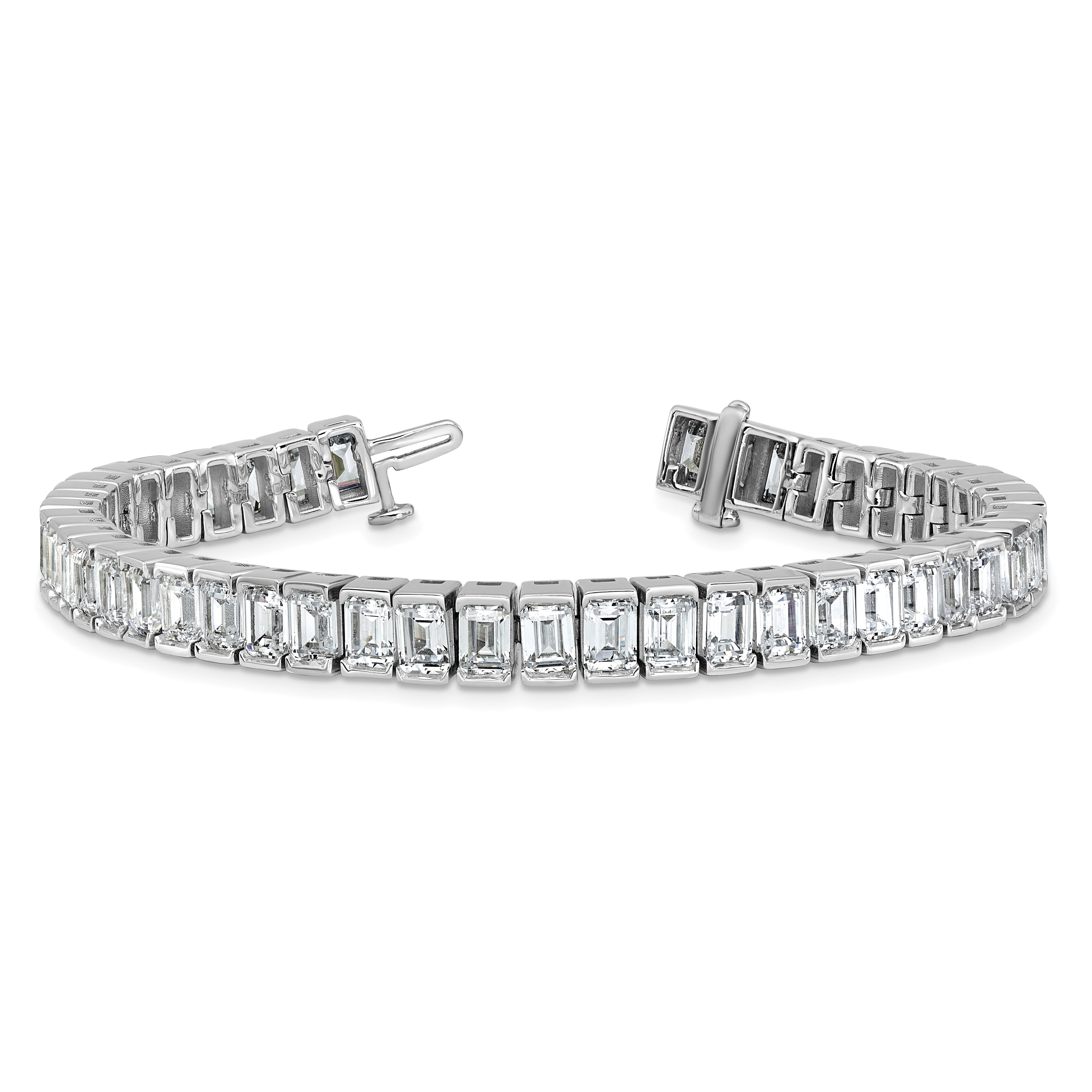 14K White Gold Ctw Vs+ F+ Lab Grown Emerald Diamond Tennis Bracelet