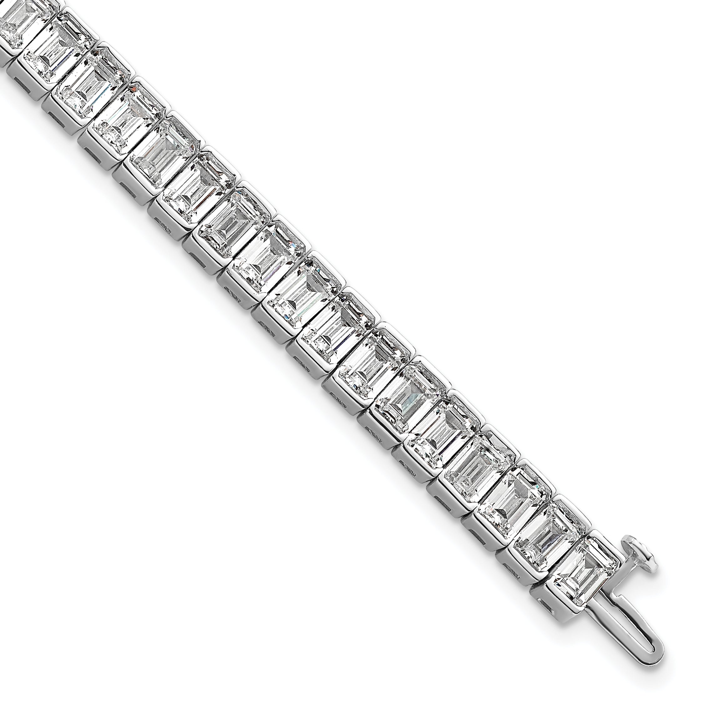 14K White Gold Ctw Vs+ F+ Lab Grown Emerald Diamond Tennis Bracelet