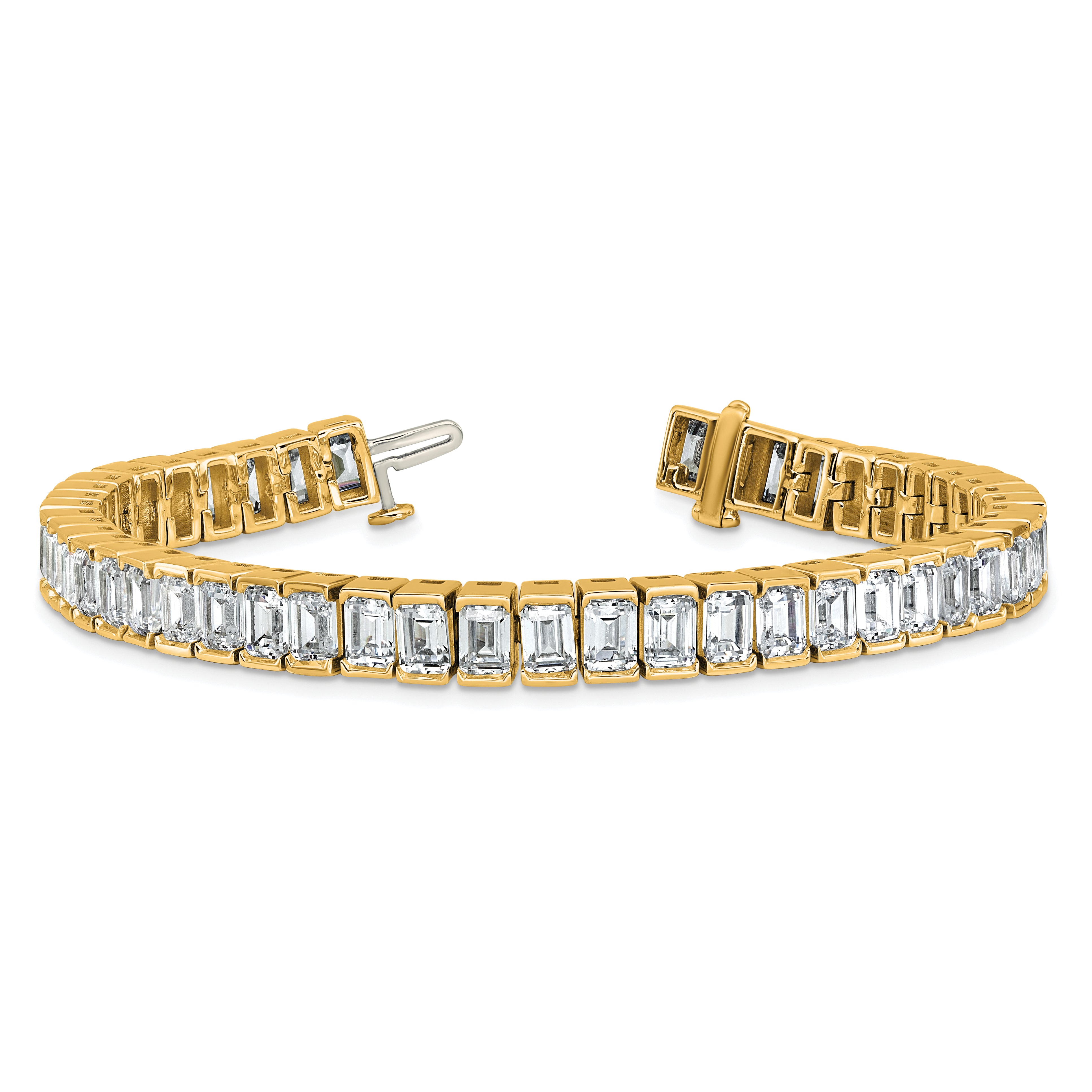 14K Yellow Gold Ctw Vs+ F+ Lab Grown Emerald Diamond Tennis Bracelet