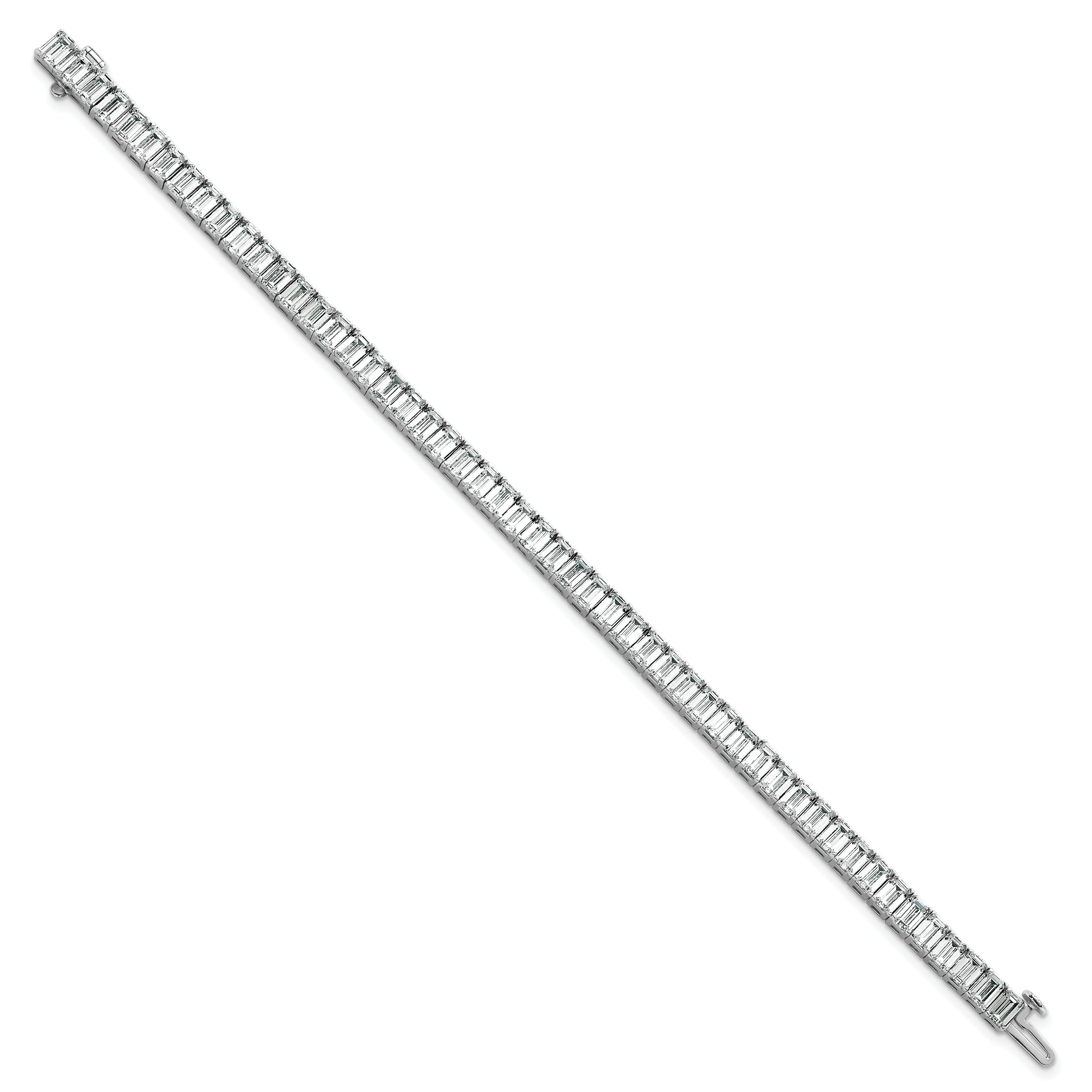 14K White Gold Ctw Vs+ F+ Lab Grown Emerald Diamond Tennis Bracelet