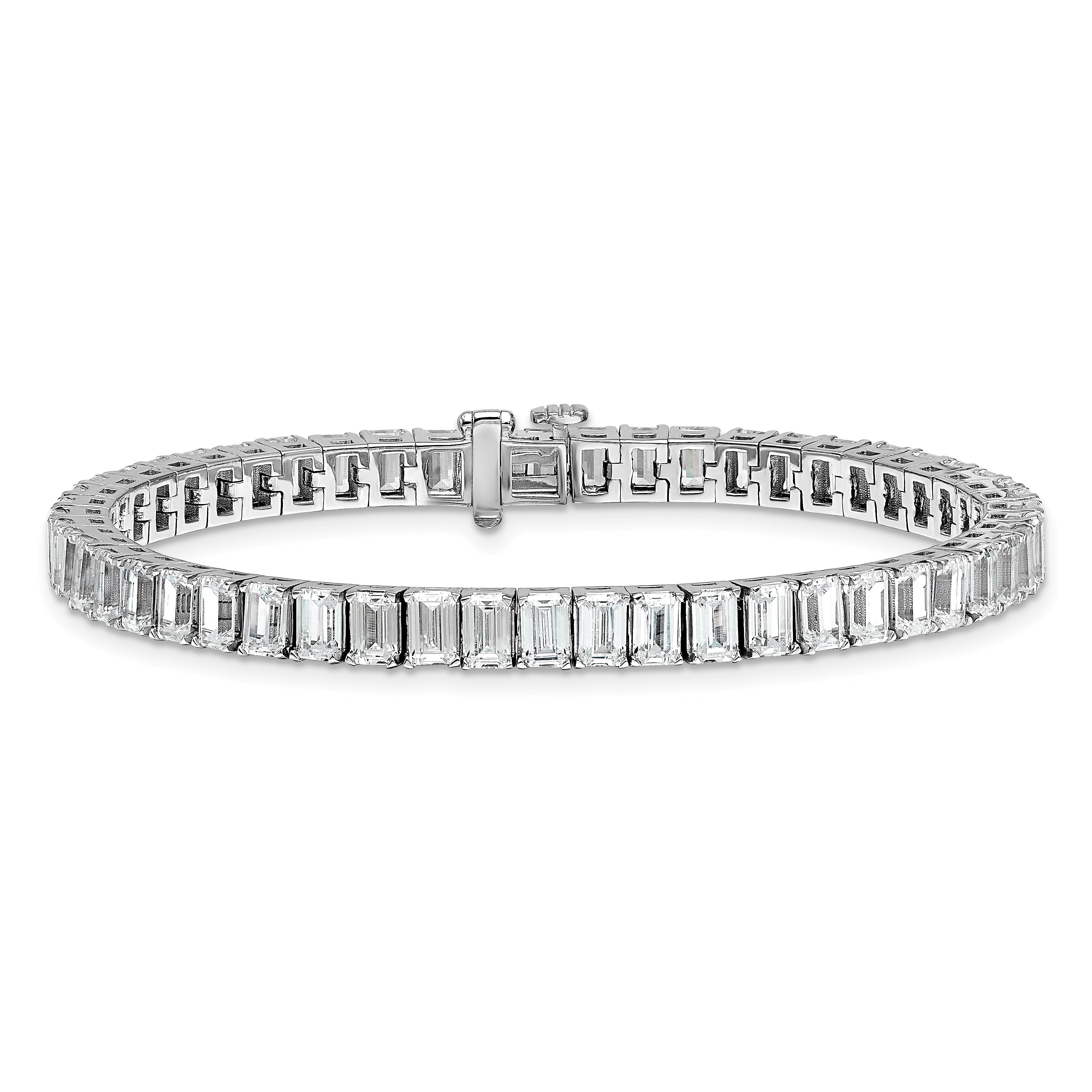 14K White Gold Ctw Vs+ F+ Lab Grown Emerald Diamond Tennis Bracelet