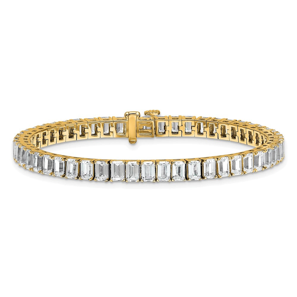 14K Yellow Gold Ctw Vs+ F+ Lab Grown Emerald Diamond Tennis Bracelet