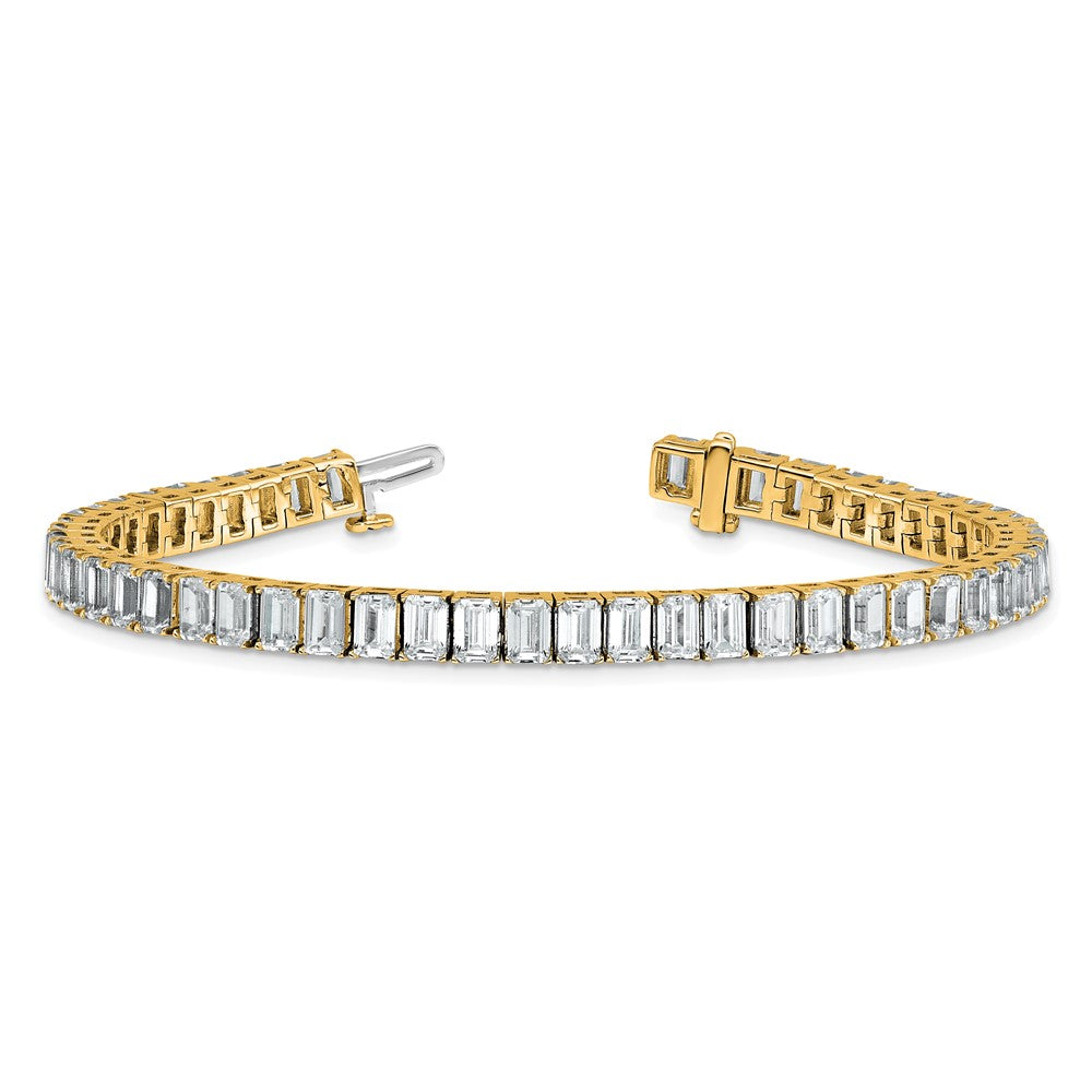 14K Yellow Gold Ctw Vs+ F+ Lab Grown Emerald Diamond Tennis Bracelet