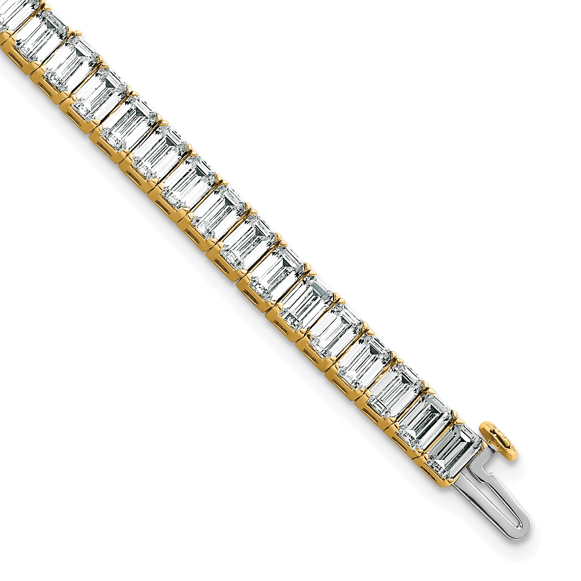 14K Yellow Gold Ctw Vs/Si+ G+ Lab Grown Emerald Diamond Tennis Bracelet