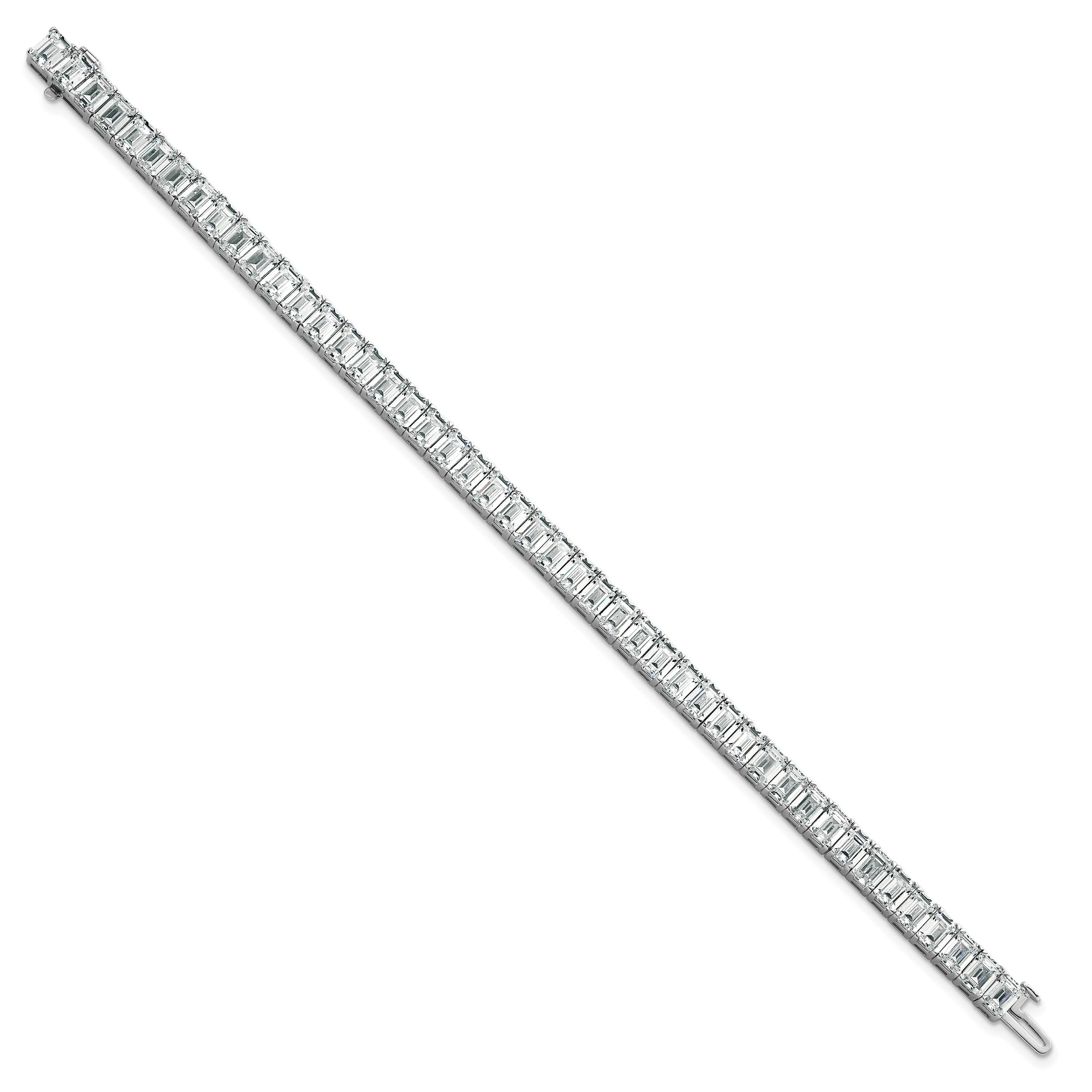 14K White Gold Ctw Vs+ F+ Lab Grown Emerald Diamond Tennis Bracelet