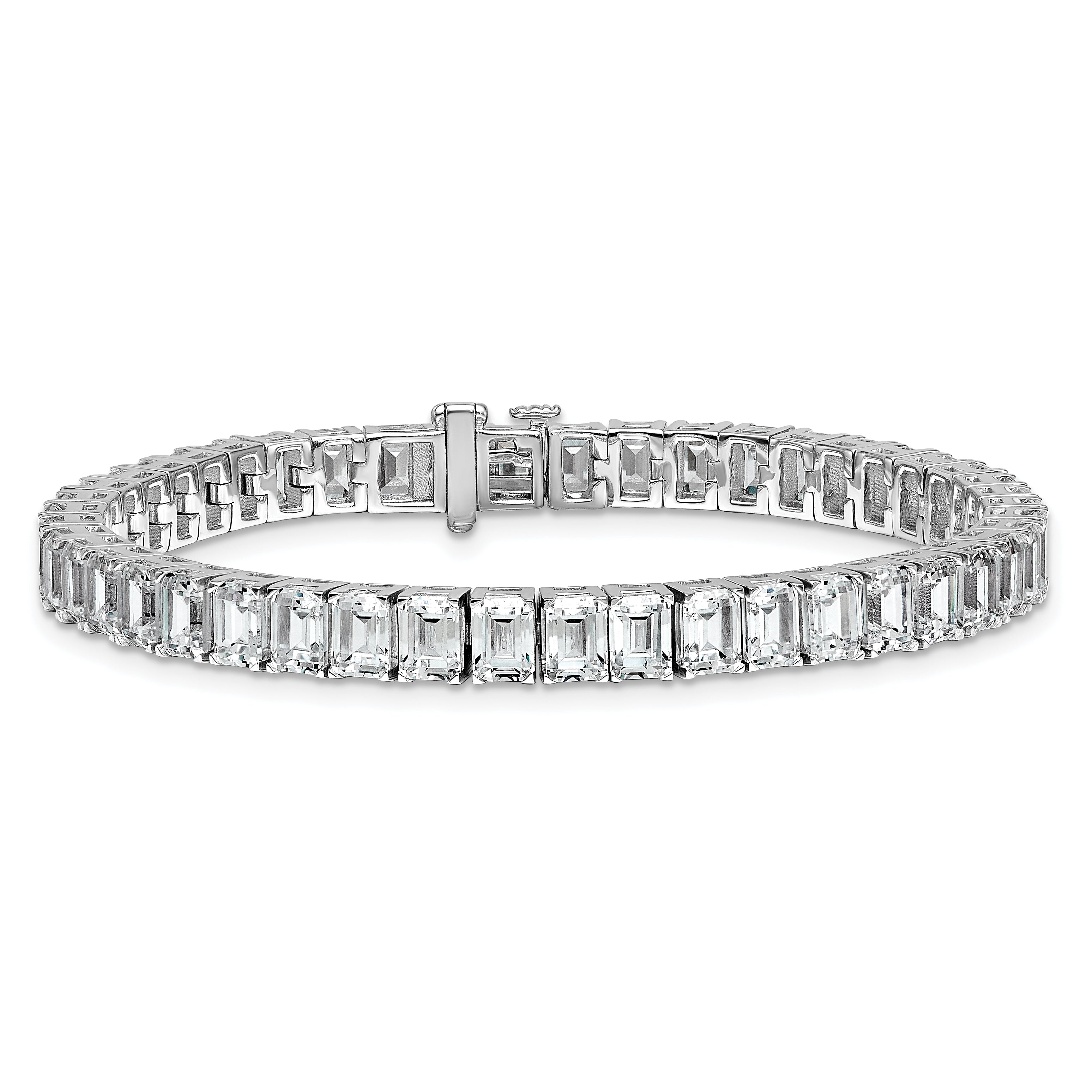 14K White Gold Ctw Vs+ F+ Lab Grown Emerald Diamond Tennis Bracelet