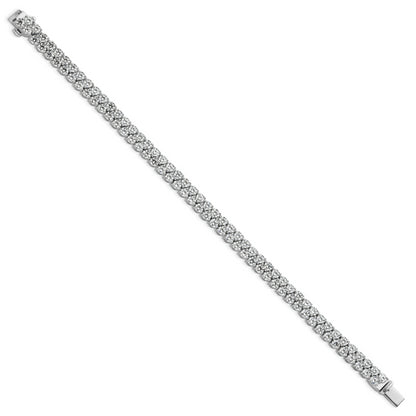 14K White Gold 10 1/2 Carat Lab Grown Diamond Vs/Si+ G+ Complete Round Double Row Tennis Bracelet