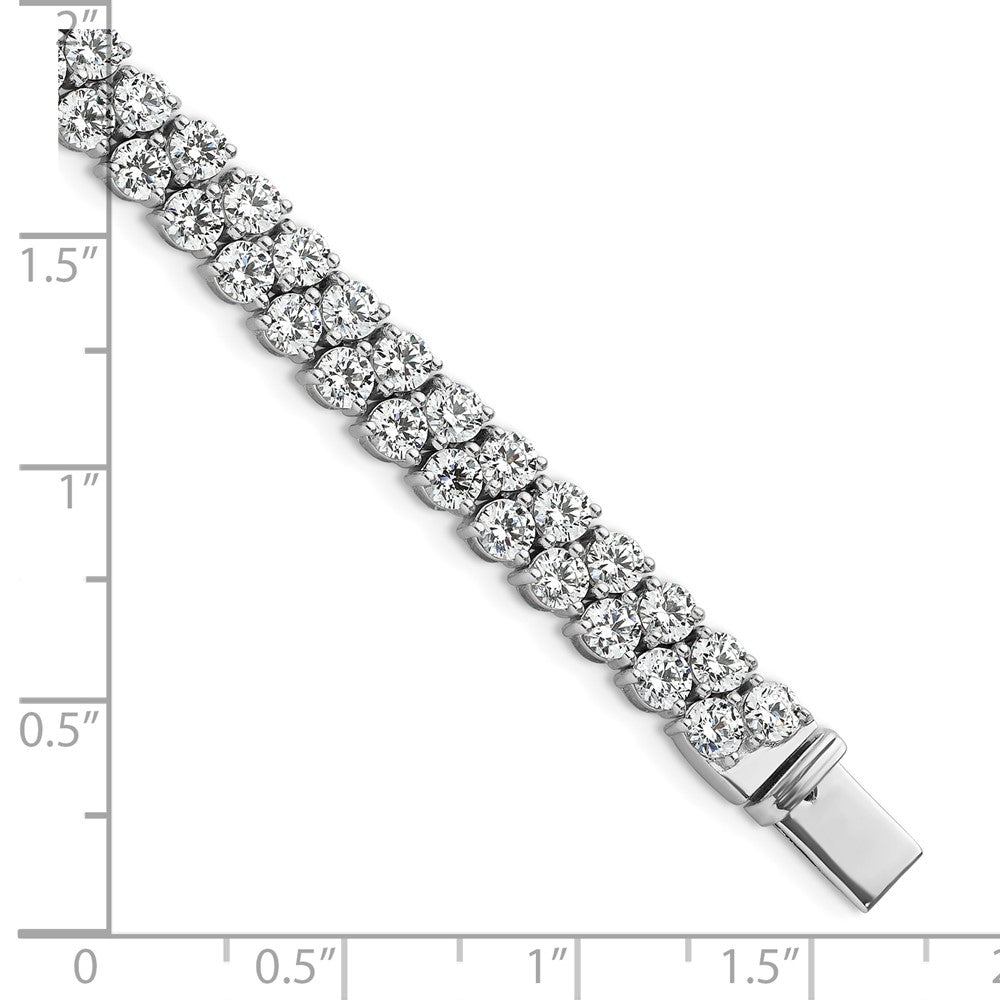 14K White Gold 10 1/2 Carat Lab Grown Diamond Vs/Si+ G+ Complete Round Double Row Tennis Bracelet
