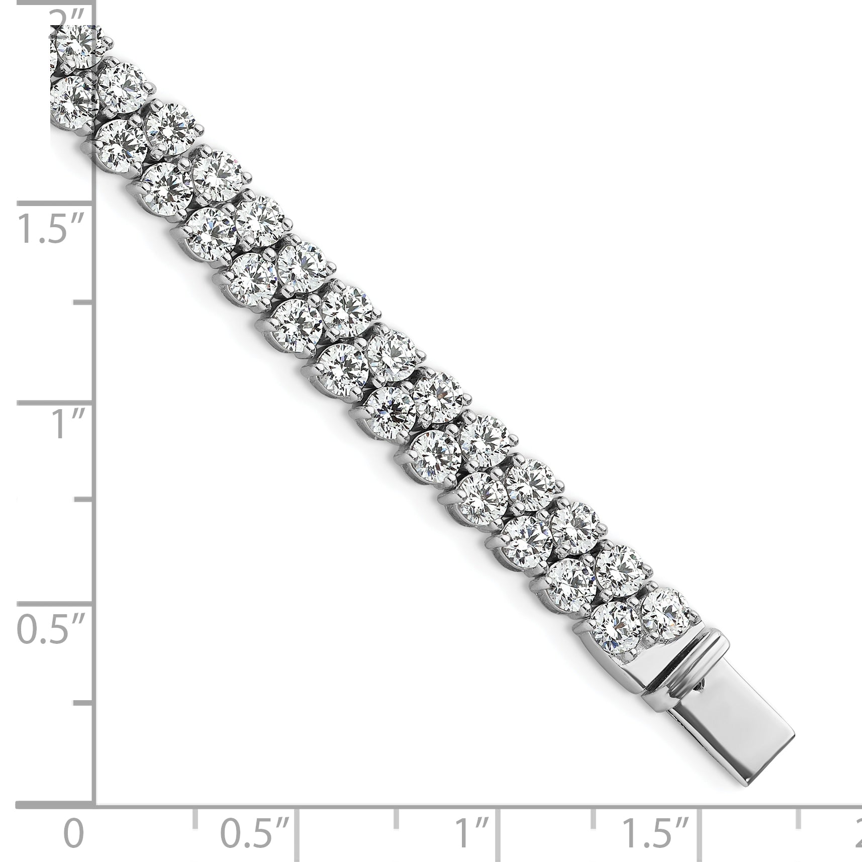 14K White Gold 10 1/2 Carat Lab Grown Diamond Vs/Si+ G+ Complete Round Double Row Tennis Bracelet