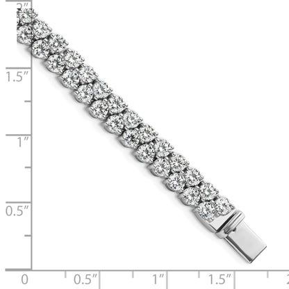 14K White Gold 10 1/2 Carat Lab Grown Diamond Vs/Si+ G+ Complete Round Double Row Tennis Bracelet
