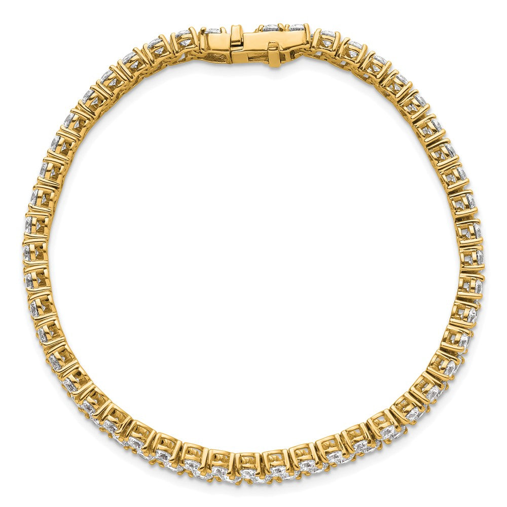 14K Yellow Gold 10 1/2 Carat Lab Grown Diamond Vs+ F+ Complete Round Double Row Tennis Bracelet