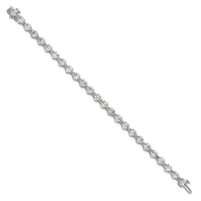 14K White Gold 11 Carat Lab Grown Diamond Vs+ F+ Complete Oval And Round Tennis Bracelet