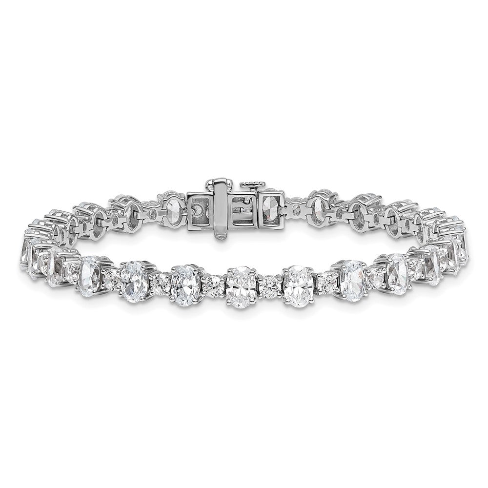 14K White Gold Certified Lab Grown Dia Vs+ F+ Round Oval Tennis Bracelet