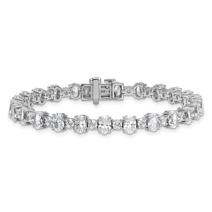 14K White Gold Certified Lab Grown Dia Vs+ F+ Round Oval Tennis Bracelet