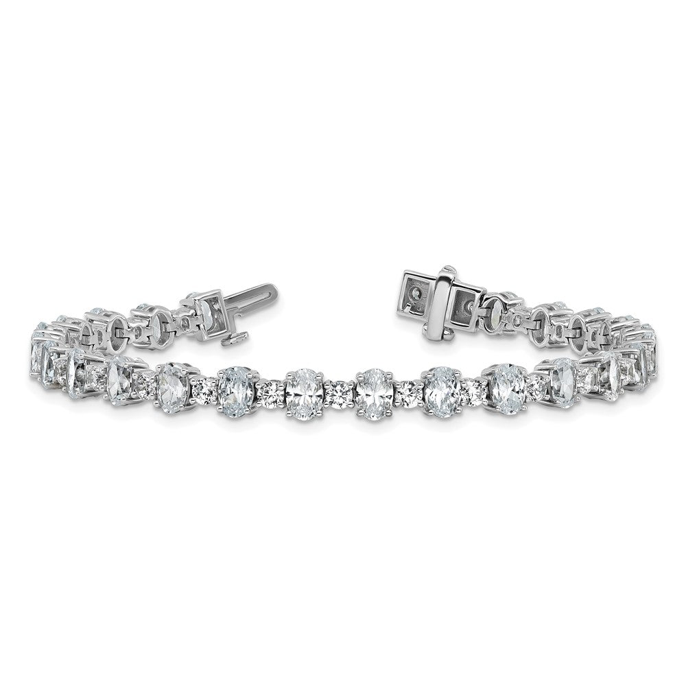 14K White Gold Certified Lab Grown Dia Vs+ F+ Round Oval Tennis Bracelet