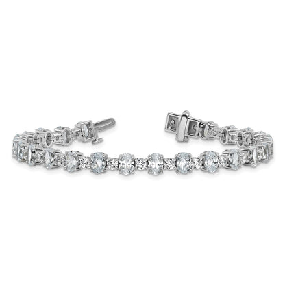 14K White Gold Certified Lab Grown Dia Vs+ F+ Round Oval Tennis Bracelet