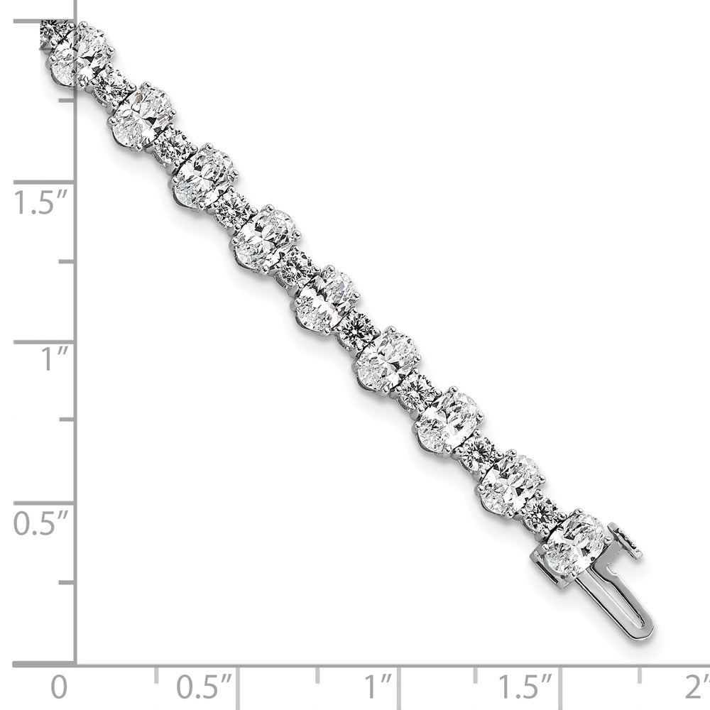 14K White Gold Certified Lab Grown Dia Vs/Si+ G+ Round Oval Tennis Bracelet