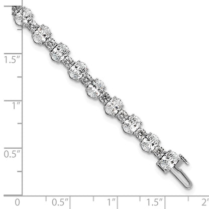 14K White Gold Certified Lab Grown Dia Vs+ F+ Round Oval Tennis Bracelet
