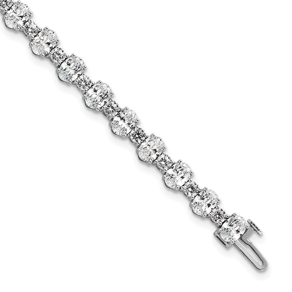 14K White Gold Certified Lab Grown Dia Vs+ F+ Round Oval Tennis Bracelet